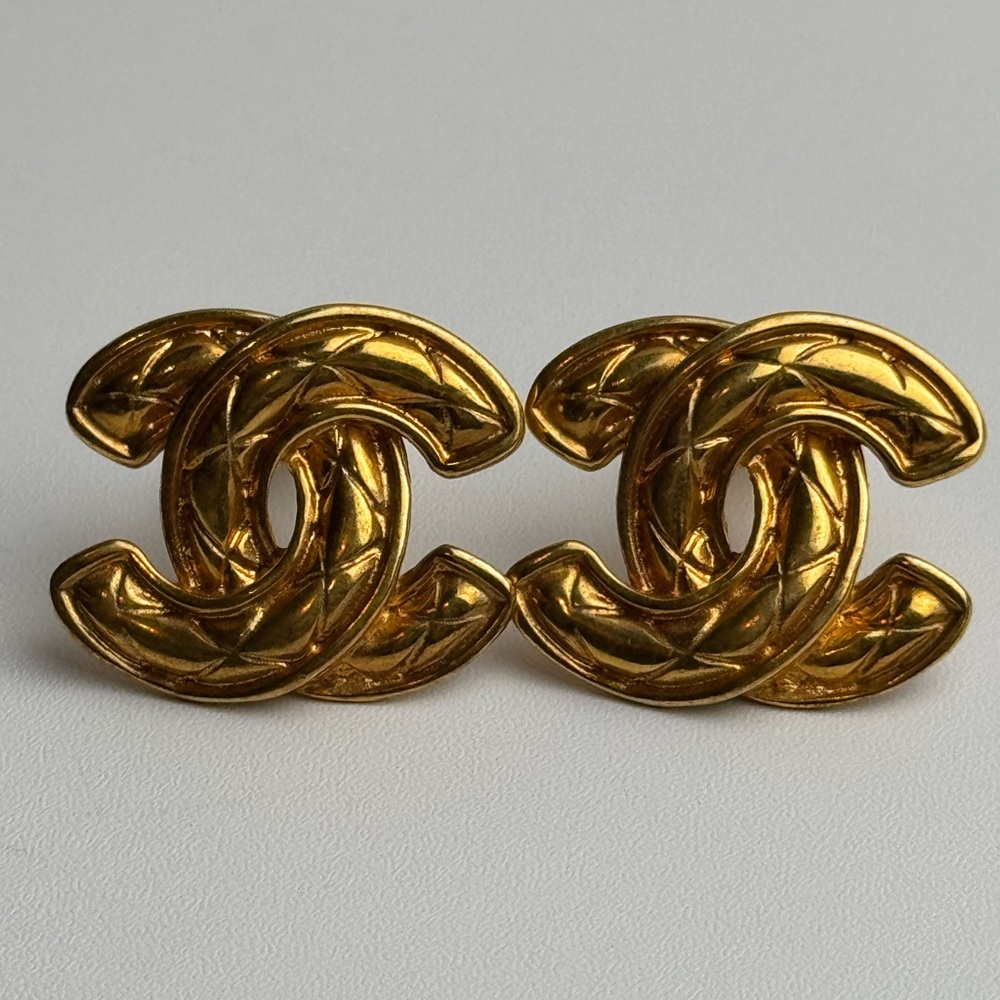 SOLD Chanel Gold Logo Earrings